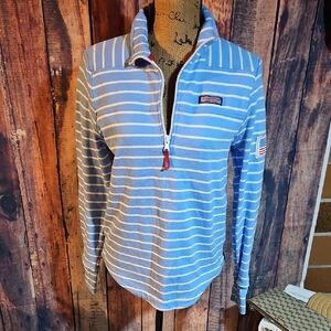 Vineyard Vines Custom Ladies Microstripe Sankaty HalfZip Breaker Blue Size Small